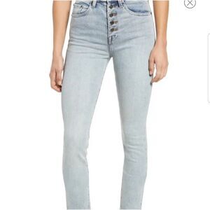 PISTOLA | Light Wash Blue Denim Skinny Jeans Exposed Button Fly Women’s Size 28
